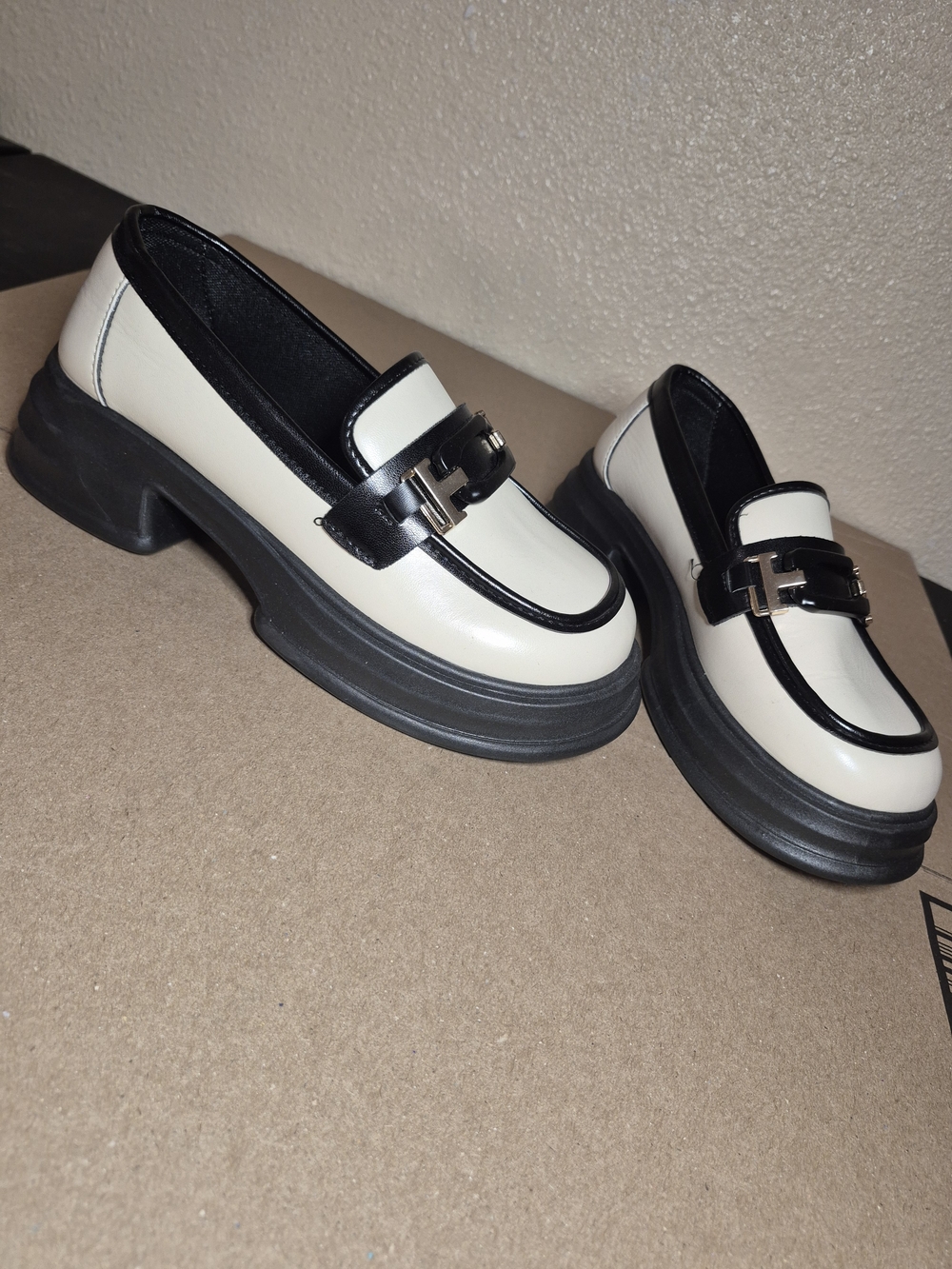 Chunky Platform Loafer - Cream and Black
